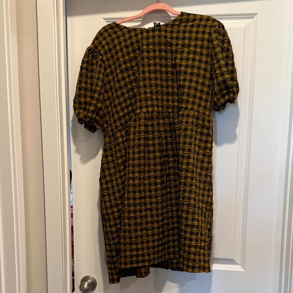 wild fable Mustard and Black Checked Shift dress